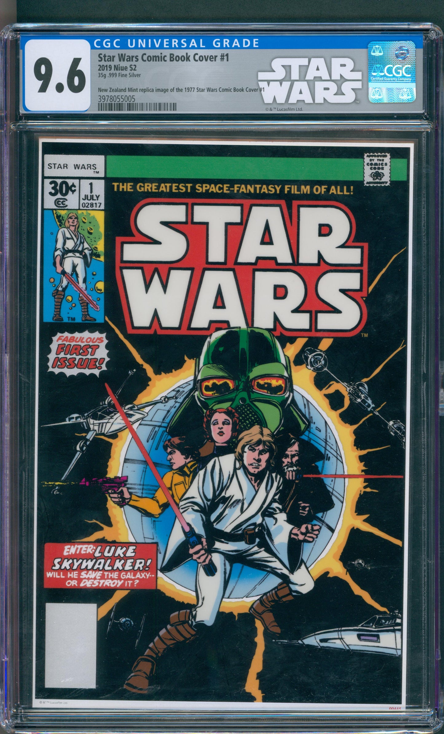 Star Wars Comic Book Cover #1 35g .999 Fine Silver New Zealand Mint Replica Image of the 1977 Star Wars Comic Book Cover #1