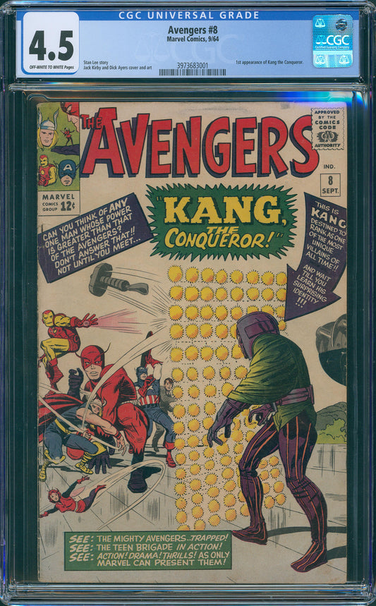 Avengers #8 1st App. of Kang The Conqueror, Stan Lee Story