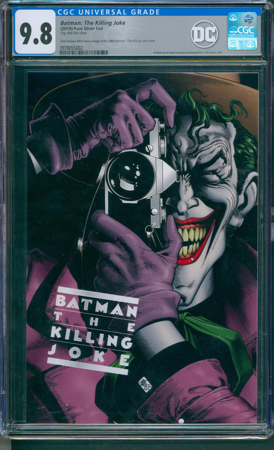 Batman: The Killing Joke Pure Silver Foil. 35g .999 Fine Silver. New Zealand Mint Replica image of the 1988 Batman : The Killing Joke cover