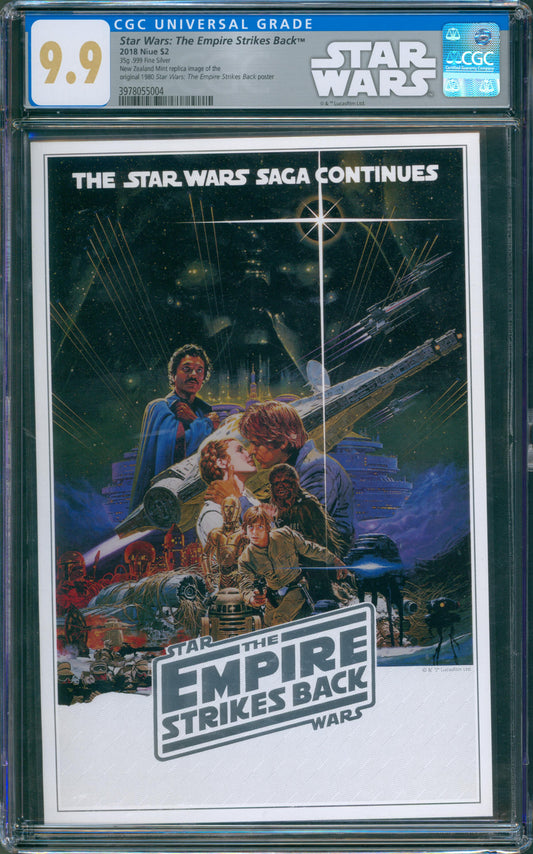 Star Wars: The Empire Strikes Back 99.9% fine silver, 35g silver foil featuring a replica image of the 1980 Star Wars: The Empire Strikes Back