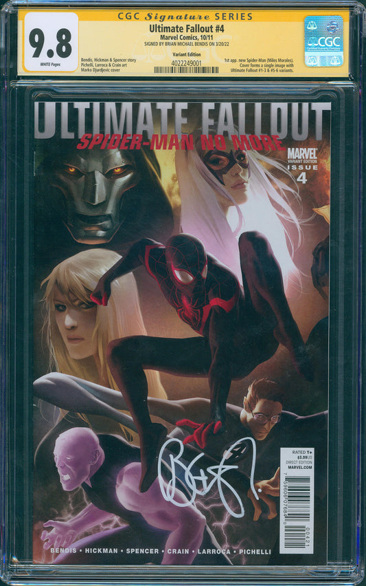 Ultimate Fallout #4 1:25 Djurdjevic Variant, Signed by Bendis 1st Appearance Miles Morales